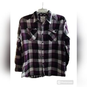 Route 66 Purple Plaid collared buttondown shirt - size Medium - western flare